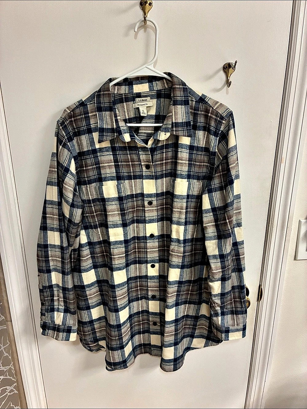 L.L.Bean Relaxed Fit Plaid Shirt Plaid Cotton Button Down Shirt XL